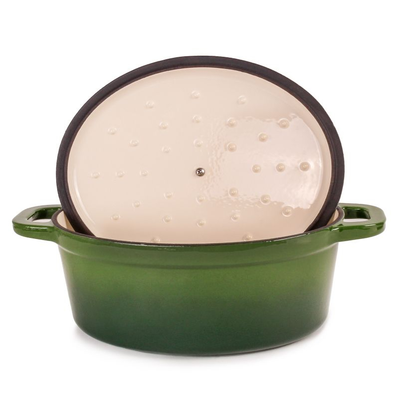 BergHOFF Neo 5Qt. Cast Iron Oval Covered Dutch Oven, Green