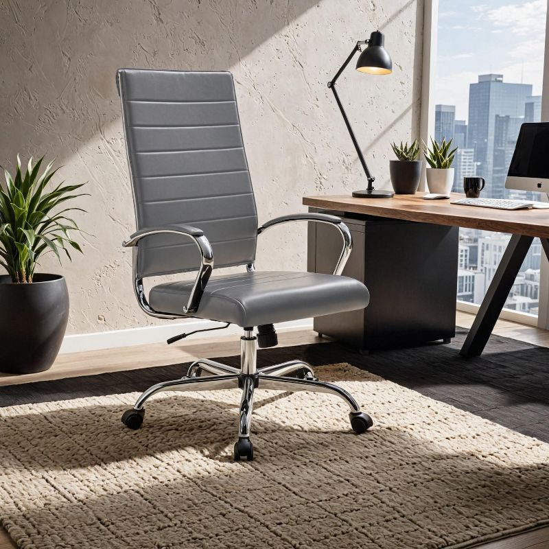 LeisureMod Benmar Modern High Back Leather Office Chair with Adjustable Height, Swivel Base, Ergonomic Design for Home Office, Study, or Workspace