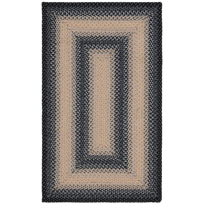 Braided BRD311 Hand Woven Accent Rug - Black/Grey - 3'x5' - Safavieh.