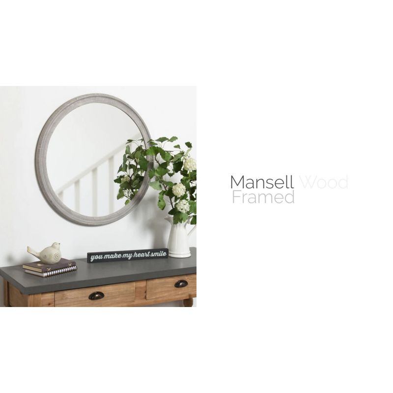 28" x 28" Mansell Circular Shaped Hanging Wood Wall Mirror Gray - Kate and Laurel
