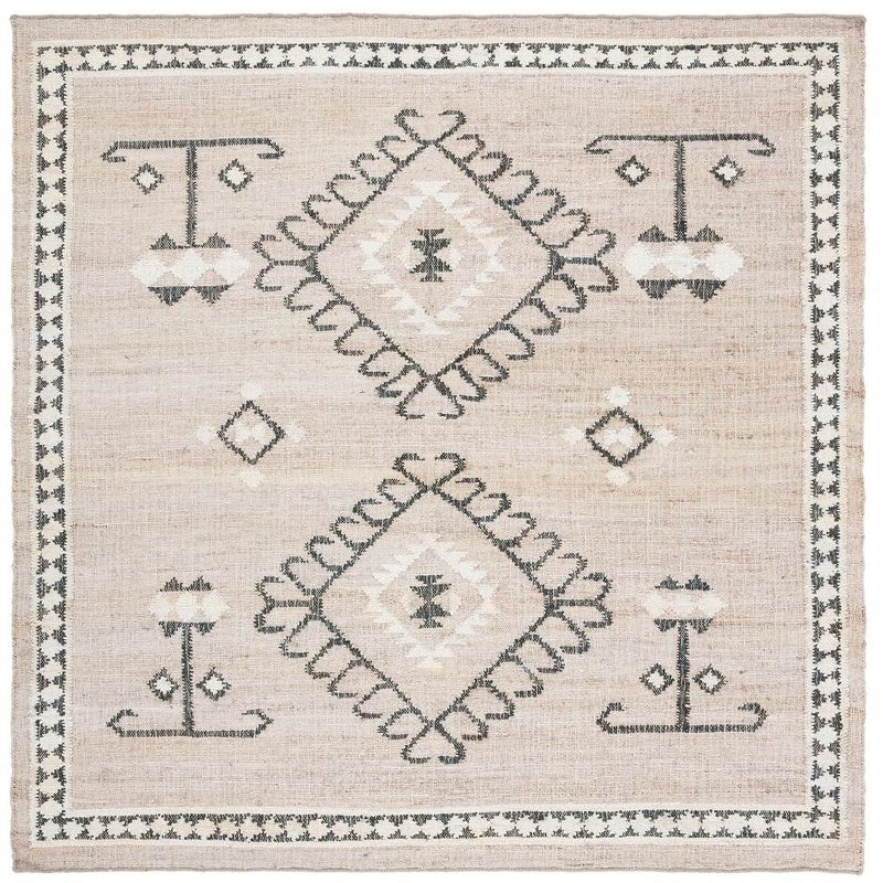 Kilim KLM762 Flat Weave Area Rug - Grey/Black - 7'x7' - Safavieh