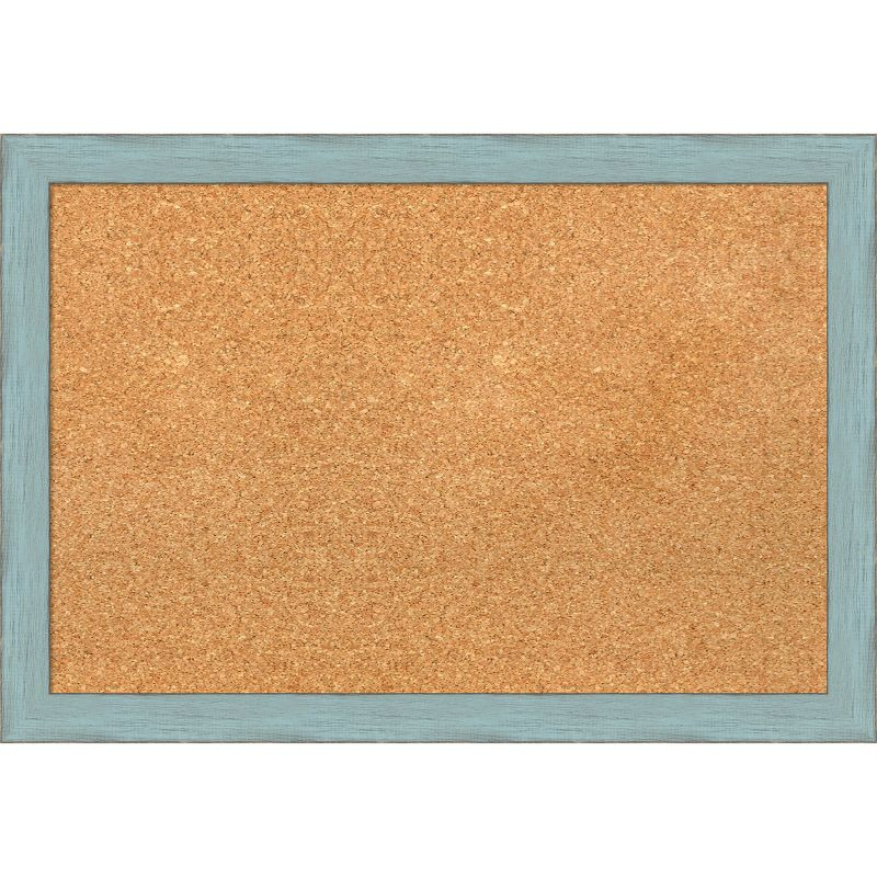 Amanti Art Natural Cork Board Wood Framed Sky Blue Rustic Bulletin Board 26 in. x 18 in.