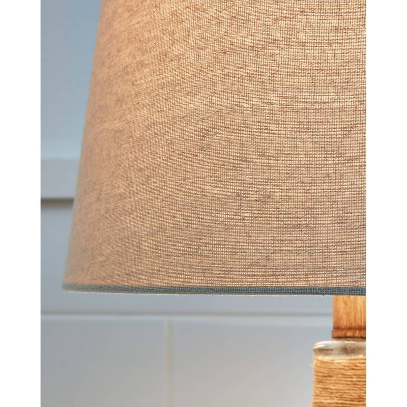 Signature Design by Ashley (Set of 2) Clayleigh Table Lamps Clear/Brown: Seeded Glass, Rope Detail, UL Listed