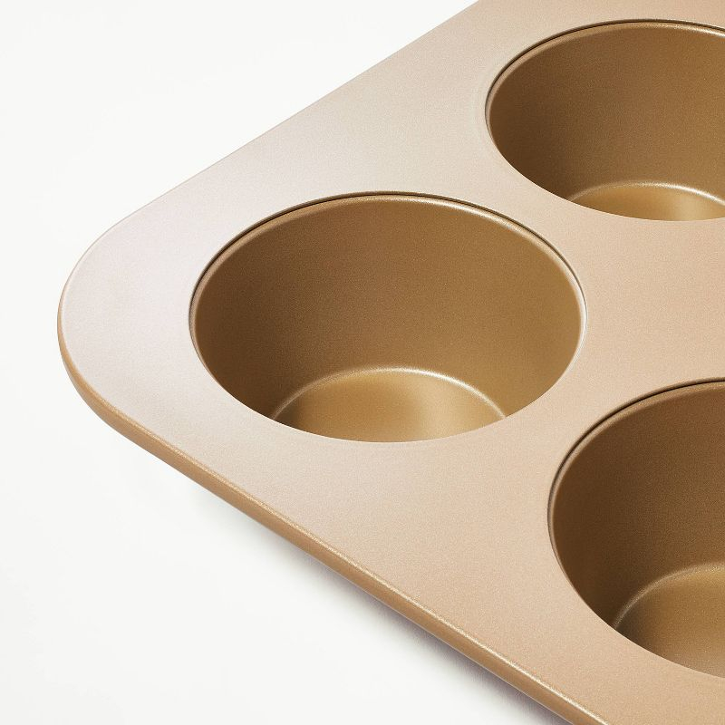 6ct Nonstick Aluminized Steel Jumbo Muffin Pan Gold - Figmint™