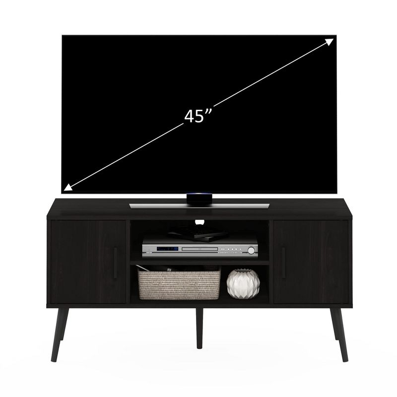 Furinno Mid-Century TV Stand Entertainment Media Console w/2 Cabinets&Open Storage Shelves for TVs up to 50",Espresso