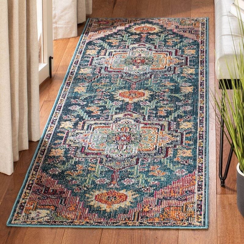 Crystal CRS501 Loomed Indoor Accent Rug - Teal/Rose - 2'2"x5' - Safavieh