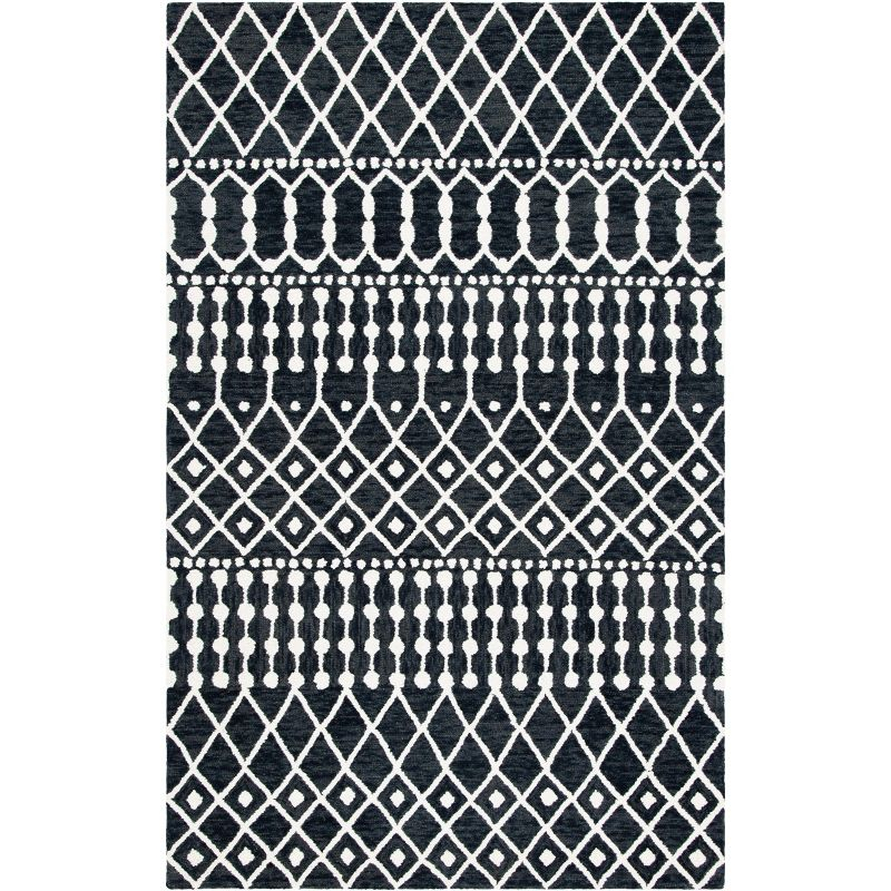 Blossom BLM115 Hand Tufted Area Rug - Black/Ivory - 4'x6' - Safavieh.