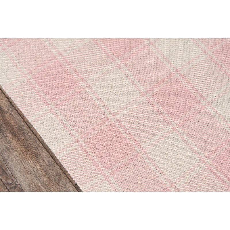 Marlborough Plaid Handmade Flatweave Wool Pink/Ivory Area Rug