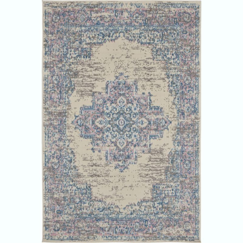 Nourison Grafix GRF14 Ivory/Pink Area Rug - Ivory/Pink 3' x 5'
