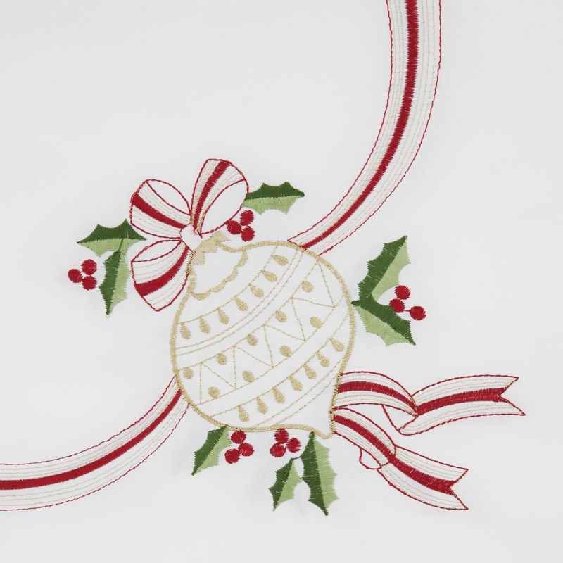 Saro Lifestyle Embroidered Tablecloth With Christmas Motifs, Ivory, 69" x 69"