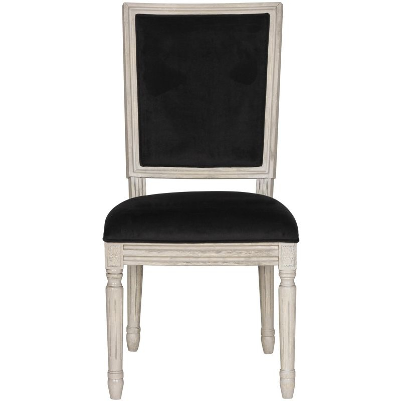 Buchanan 19" H French Brasserie Rectangle Side Chair (Set of 2) - FOX6229 - Black/Rustic Grey - Safavieh Couture