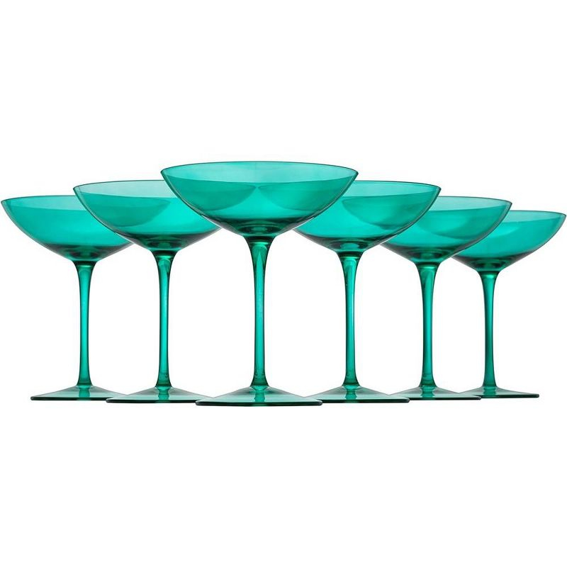The Wine Savant Teal Colored Champagne & Cocktail Glasses, Beautiful Addition to Home Bar with a Unique Style & Decor - 6 pk