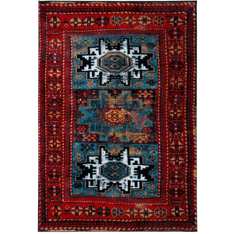 Vintage Hamadan VTH213 Power Loomed Indoor Area Rug - Red/Light Blue - 4'x6' - Safavieh