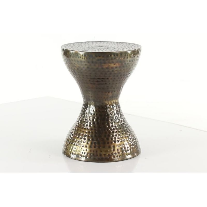 Modern Hourglass Hammered Metal Accent Table Silver - Olivia & May: Industrial Style, Iron Frame, No Assembly Required