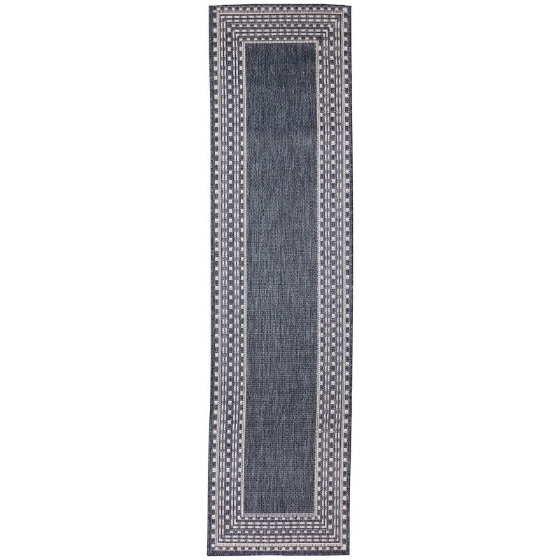 Liora Manne Malibu Etched Border Indoor/Outdoor Rug Navy 1'11" x 7'6"