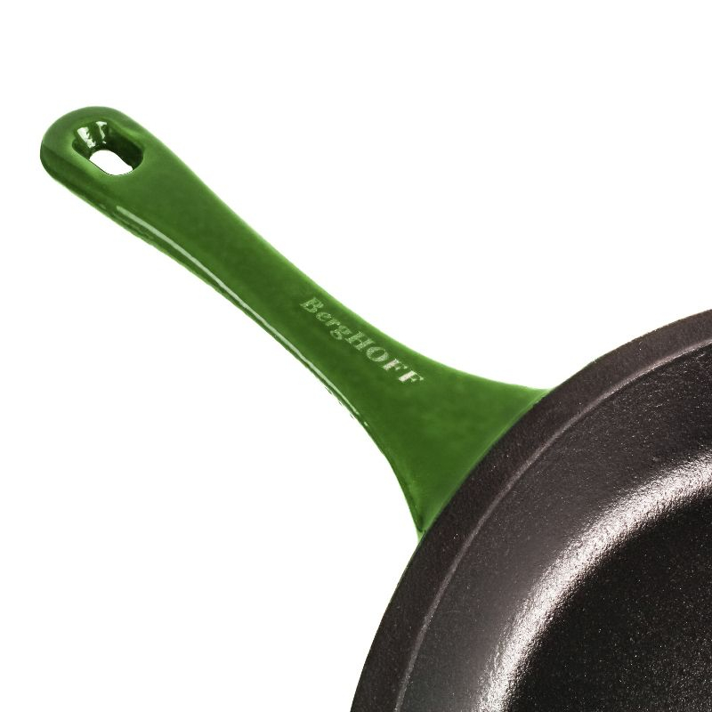BergHOFF Neo 2Pc Cast Iron Cookware Set, 11" Grill Pan & 10" Fry Pan, Green