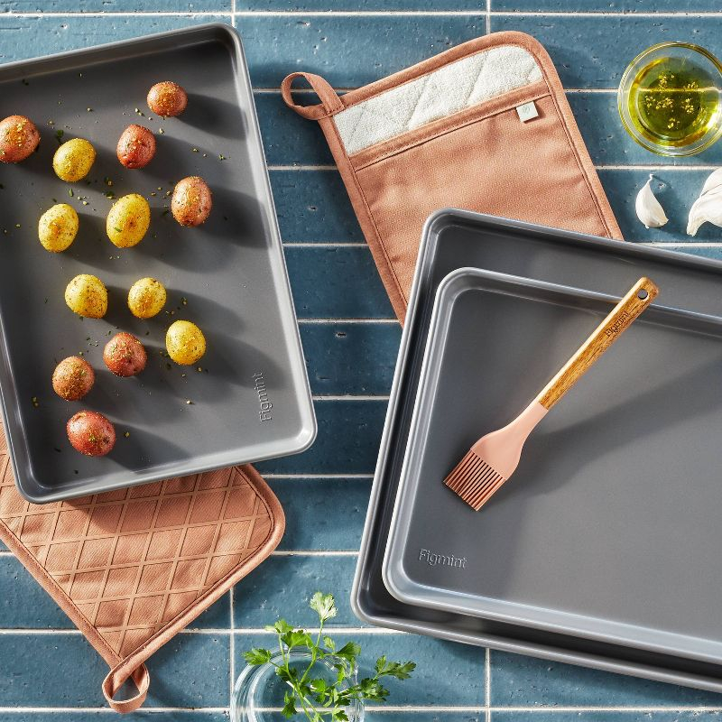2pk Potholder Terracotta Orange - Figmint™: Modern Kitchen Textiles, Cotton, OEKO-TEX Certified, Silicon Gripper