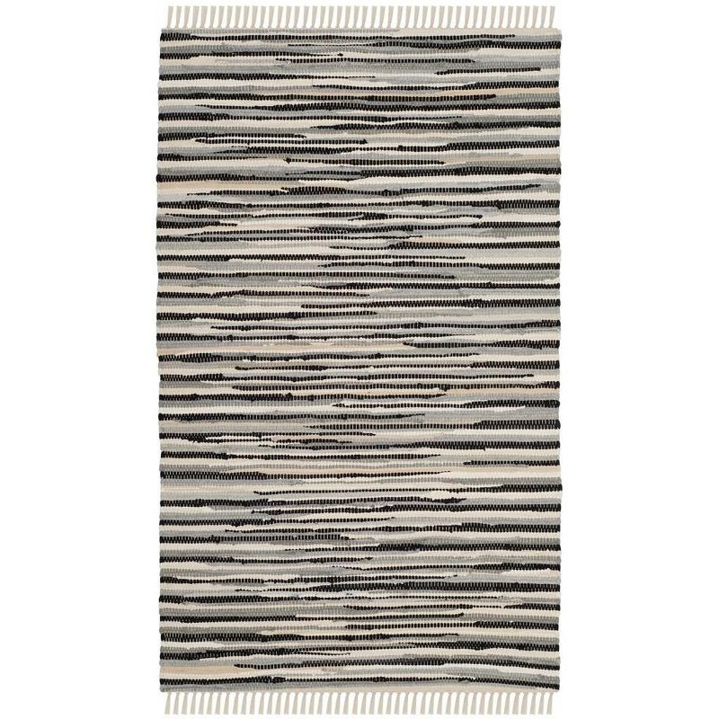 Rag Rug RAR129 Hand Woven Indoor Area Rug - Black/Multi - 4'x6' - Safavieh.