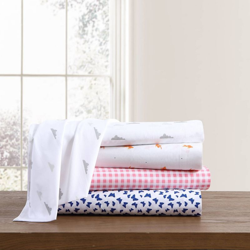 Queen Printed Pattern Percale Cotton Sheet Set Pink Gingham - Poppy & Fritz