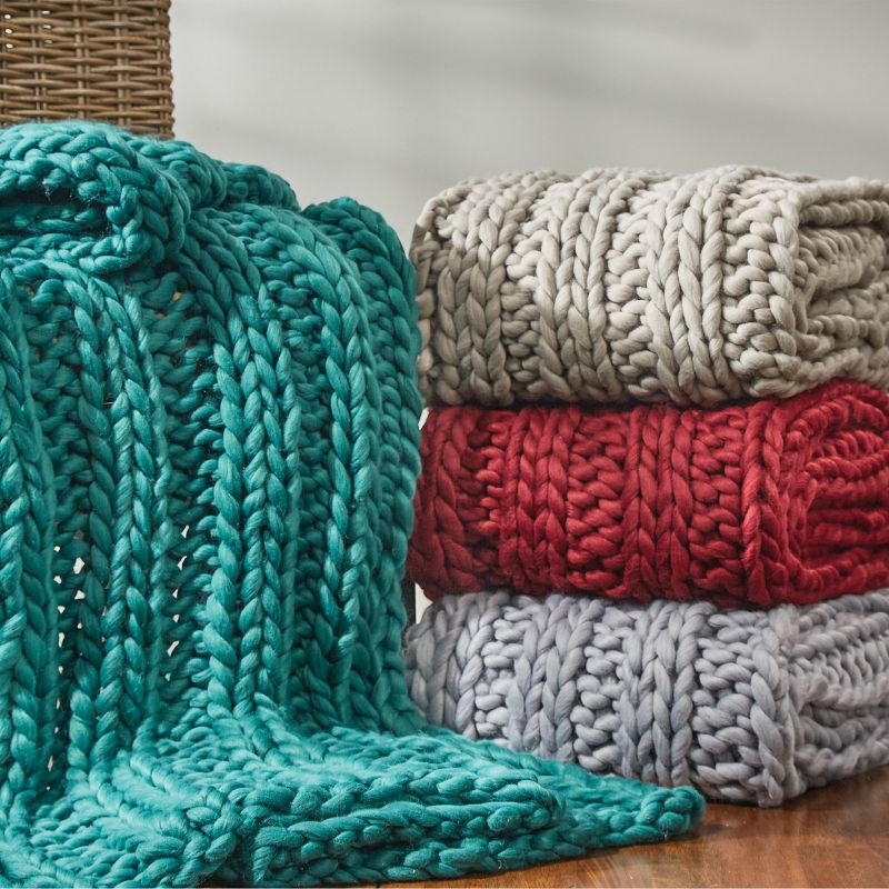 Park Designs Chunky Ribbed Knit Throw - Garnet