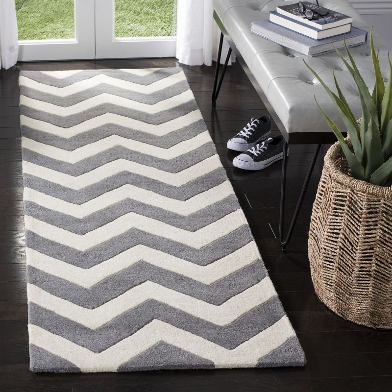 Chatham CHT715 Tufted Indoor Runner Rug - Dark Grey/Ivory - 2'3"x13' - Safavieh