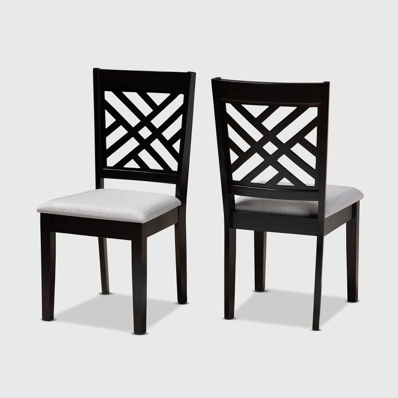 2pc Caron Upholstered Wood Dining Chair Set Sand Gray/Espresso - Baxton Studio