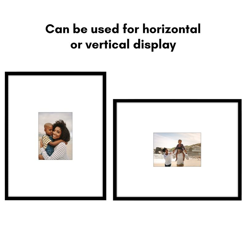 Americanflat 5x7 Picture Frame With Oversized Mat 14x18 Frame - Shatter-Resistant Glass Front Cover - Black