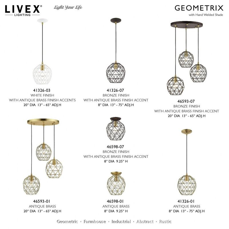 Livex Lighting Geometric Shade 1 - Light Pendant in  Bronze