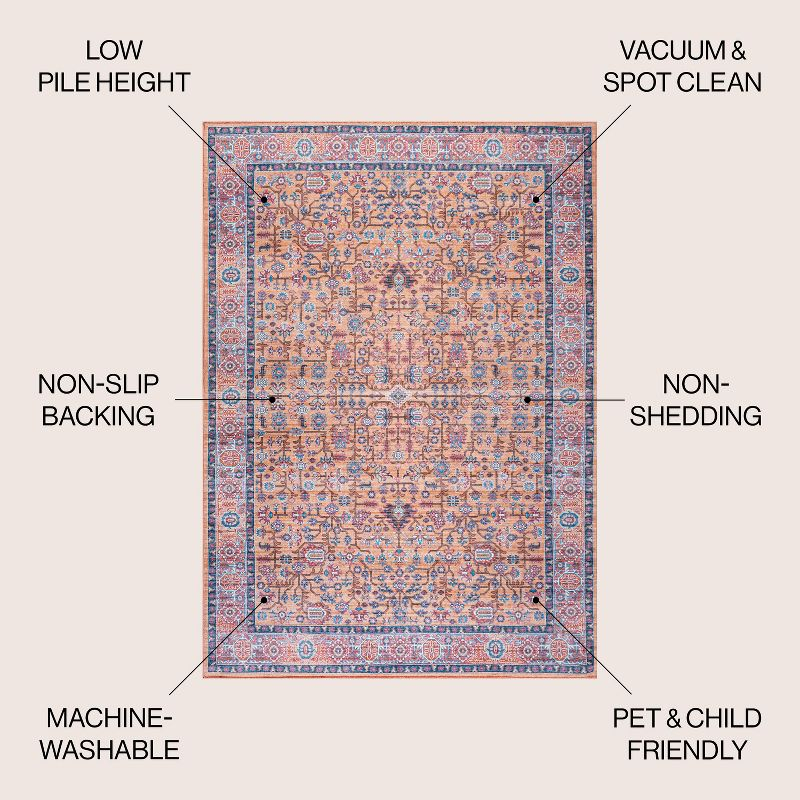 8' x 10' Kemer All-Over Persian Machine Washable Indoor/Outdoor Area Rug, Multi - JONATHAN Y
