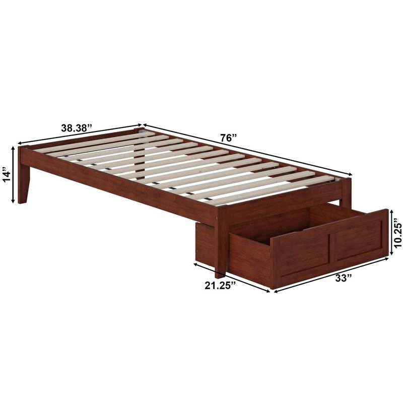 AFI Furnishings Colorado Twin Bed with Foot Drawer and USB Turbo Charger in Walnut
