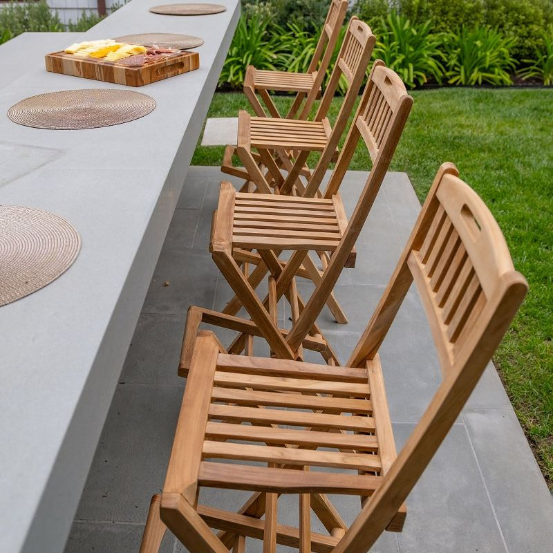 Nordic Teak 30" Natural Indoor/Outdoor Folding Bar Stool - Beige