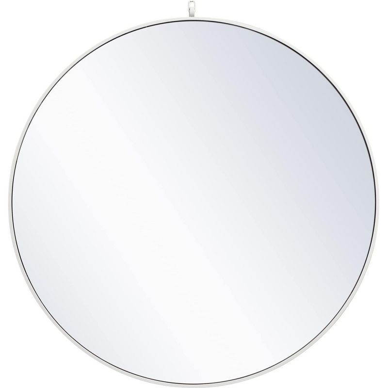 Elegant Lighting Metal frame round mirror with decorative hook 42 inch in White