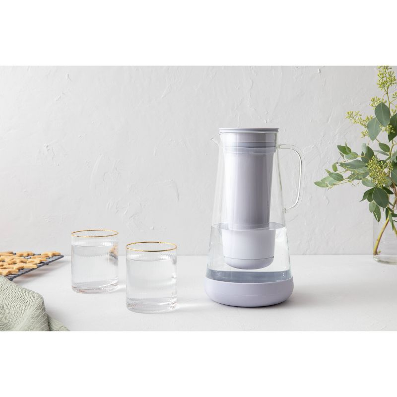 LifeStraw Home 7 Cup Glass Water Filter Pitcher with Silicone Base Wisteria