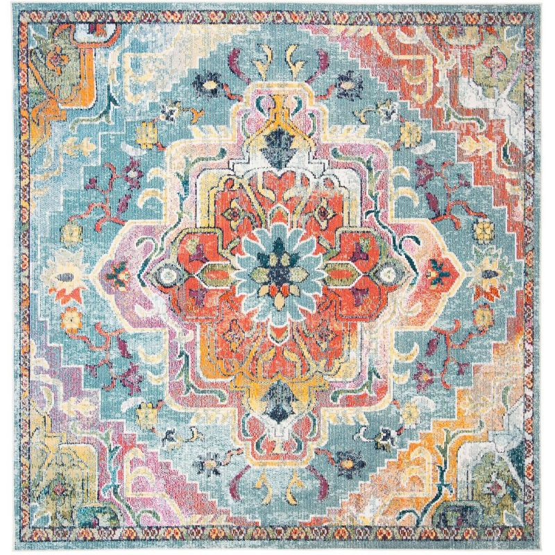 Crystal CRS501 Loomed Indoor Area Rug - Teal/Orange - 7'x7' - Safavieh
