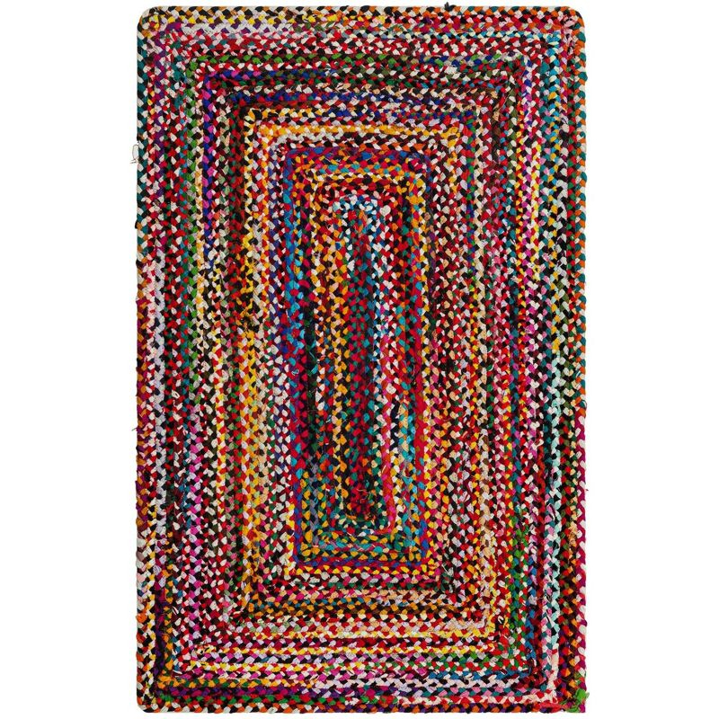 Unique Loom Braided Chindi Collection Area Rug - Layer (3' 3" x 5' 1" Rectangle Multi/Blue)
