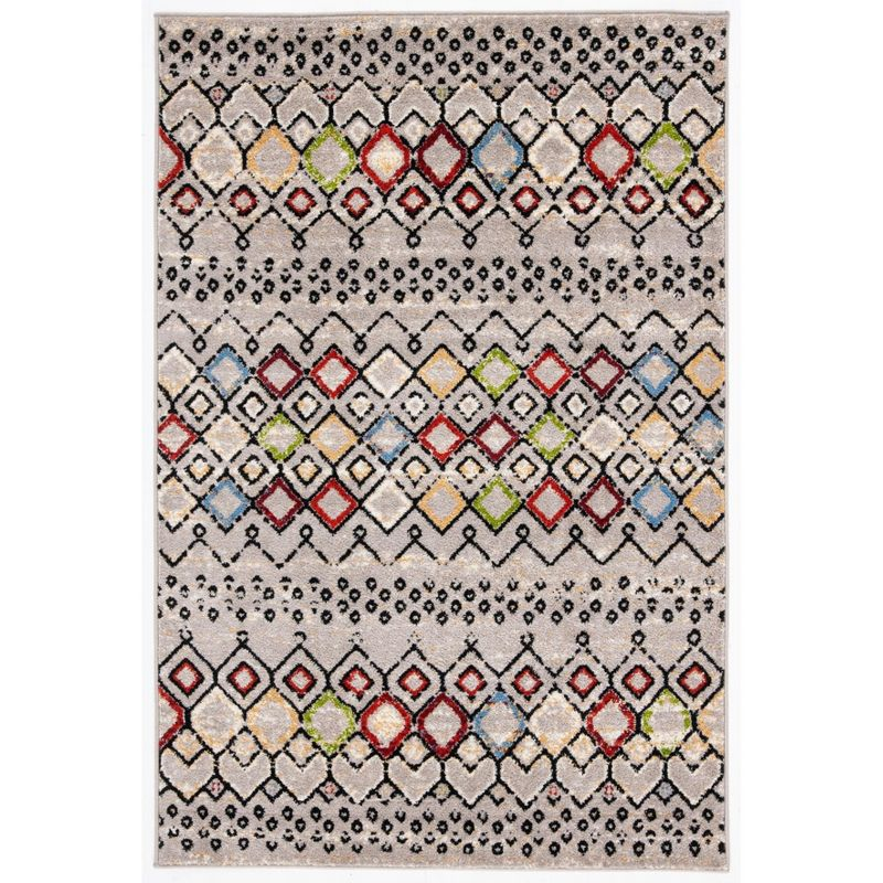 Amsterdam AMS108 Power Loomed Indoor Area Rug - Light Grey/Multi - 4'x6' - Safavieh