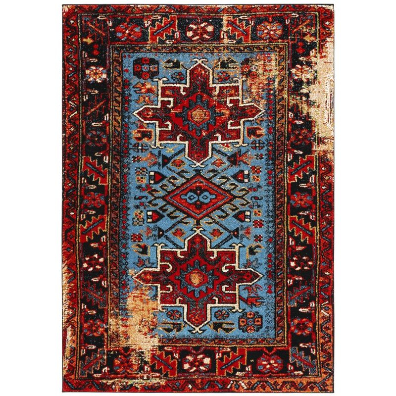 Vintage Hamadan VTH211 Power Loomed Indoor Area Rug - Red/Light Blue - 5'3"x7'6" - Safavieh