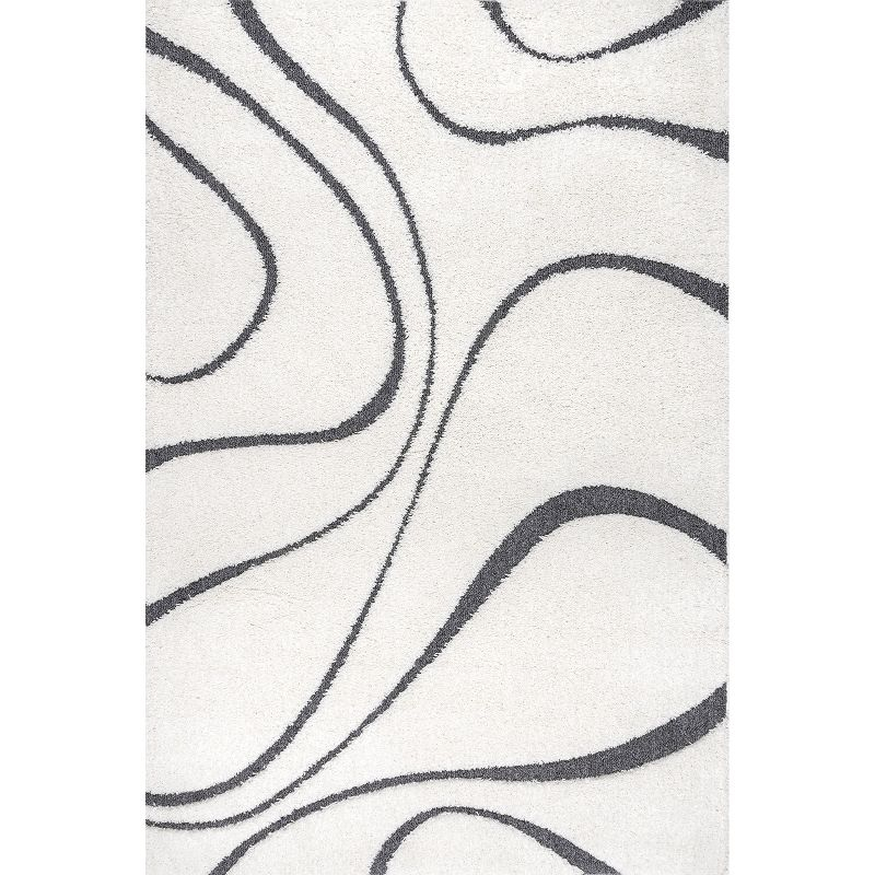 Nuloom Carolyn Abstract 3x5 Accent Shag Indoor Area Rug for Living Room Bedroom Dining Room Nursery Entryway, Beige/Grey