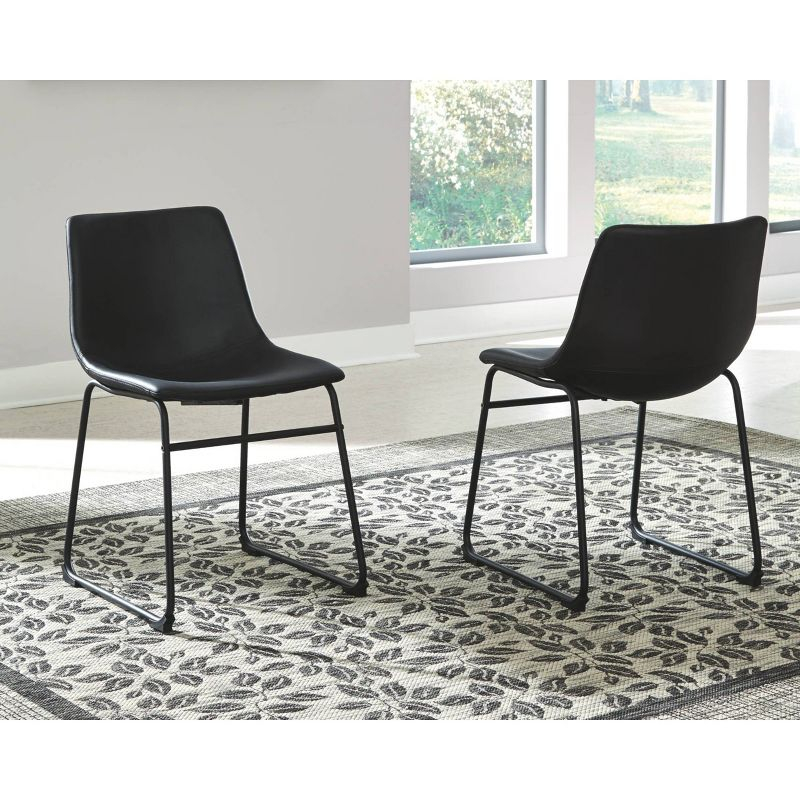 Set of 2 Centiar Dining Upholstered Side Chairs Black - Signature Design by Ashley: Faux Leather, Metal Base