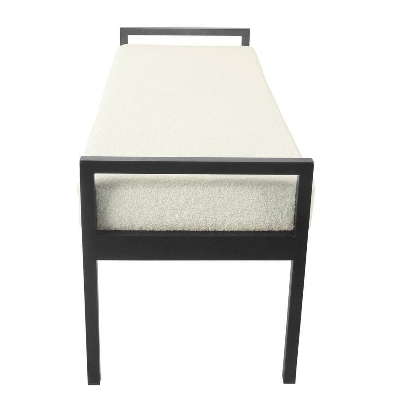 Modern Metal Faux Shearling Bench Cream - HomePop
