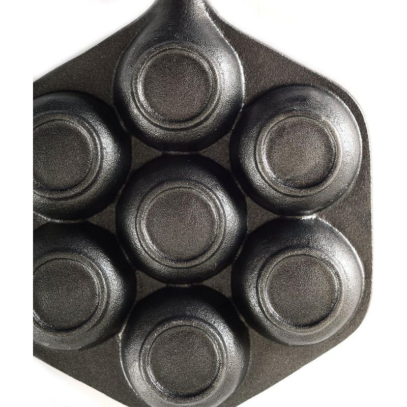 Norpro Cast Iron Stuffed Pancake Pan, Munk/Aebleskiver, 2" / 5cm diameter, Black