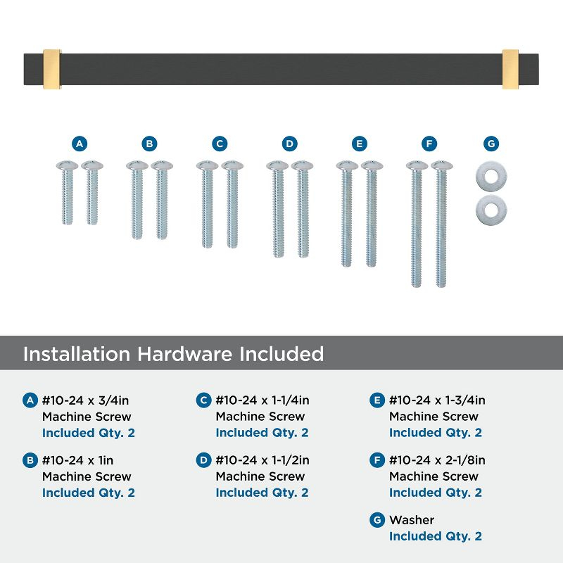 Amerock Overton 12 inch (305mm) Center-to-Center Brushed Matte Black/Champagne Bronze Appliance Pull