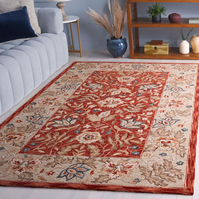 Chelsea HK140 Hand Hooked Area Rug - Red/Ivory - 3'9"x5'9" - Safavieh.