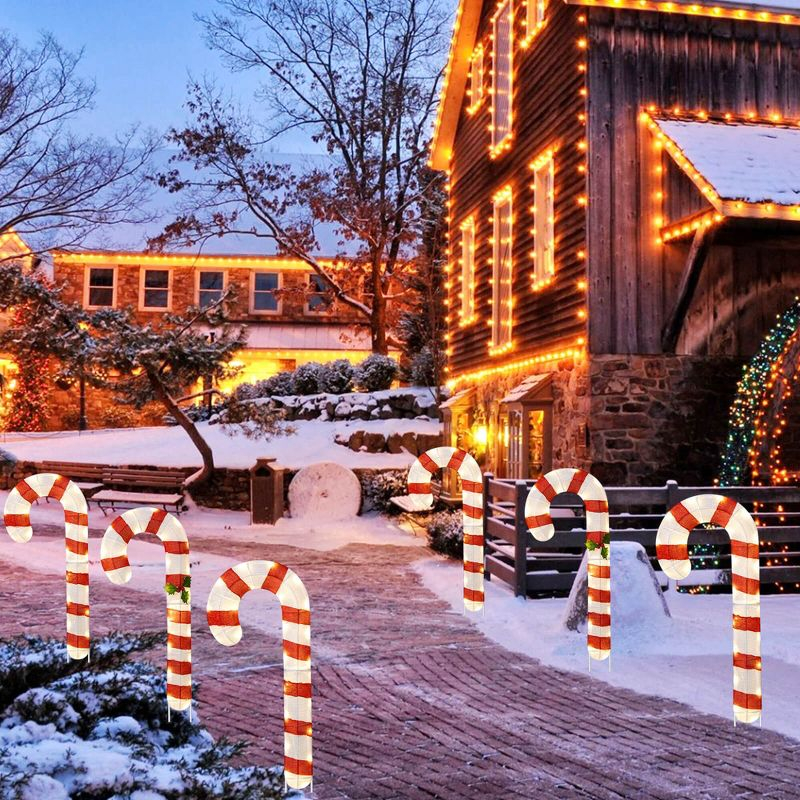 Costway 3 PCS Pre-Lit Candy Canes 31.5"H Xmas Yard Signs with 75 LED Lights Zip Ties