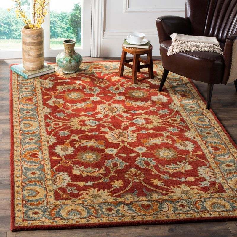 Heritage HG403 Handmade Area Rug - 5'x8' - Red/Blue - Safavieh