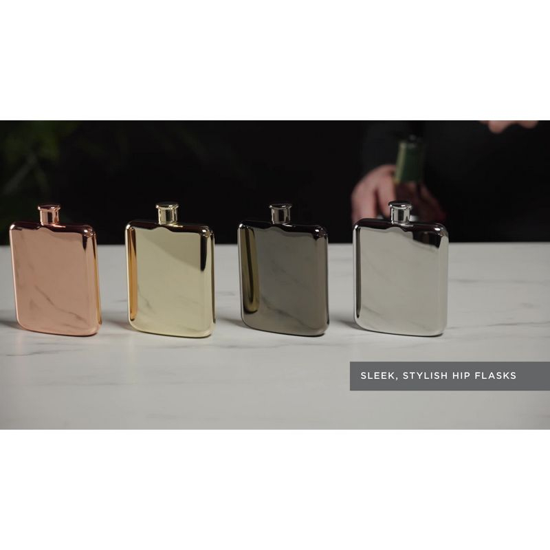 Viski Copper Flask, Stainless Steel Flask with Screw Top, Copper Plated Liquor Flask for Women and Men, 6 Ounces, Copper, Set of 1