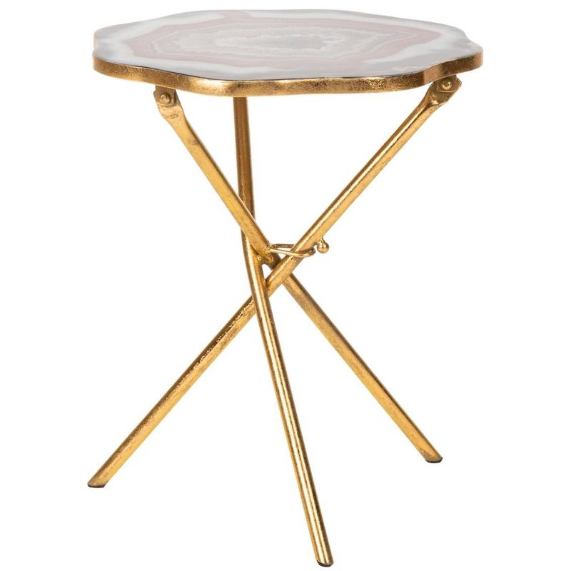 Celeste Faux Agate Side Table - Multi Color/Gold - Safavieh