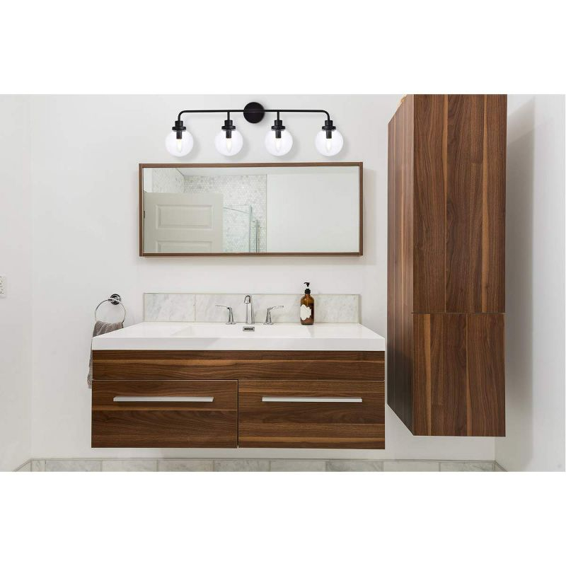 Elegant Lighting Hanson 4 lights bath sconce in black with clear shade