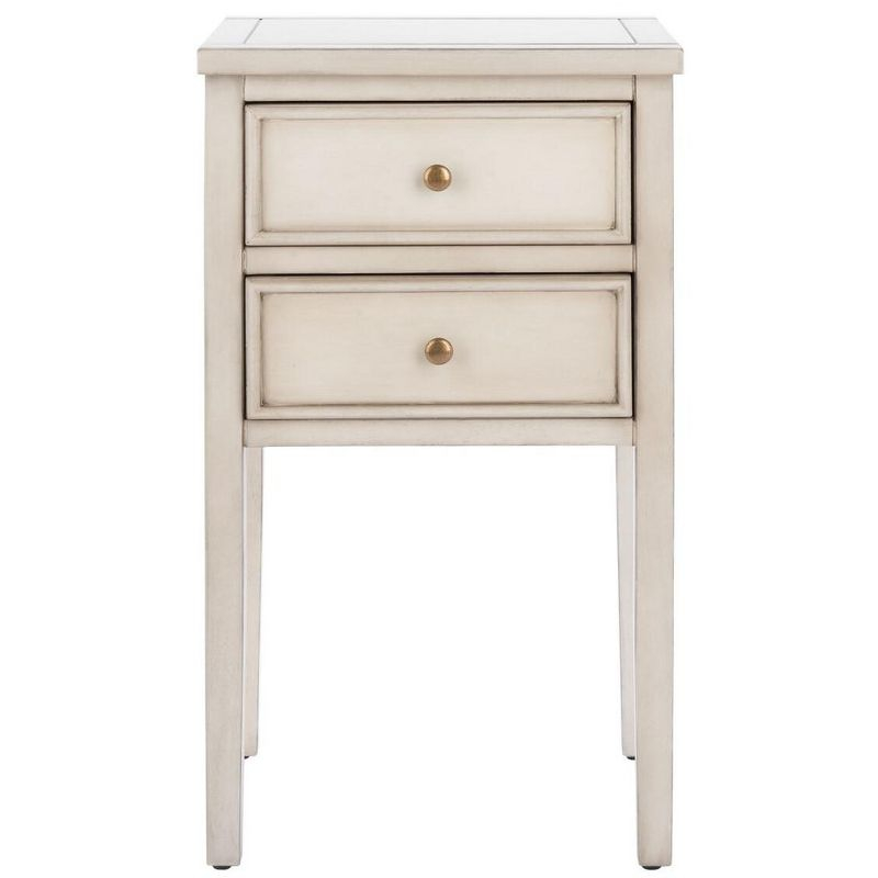 Toby Accent Table With Storage Drawers - AMH6625D - White Birch - Safavieh Couture