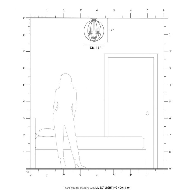 Livex Lighting Arabella 4 - Light Chandelier in  Black/Brushed Nickel